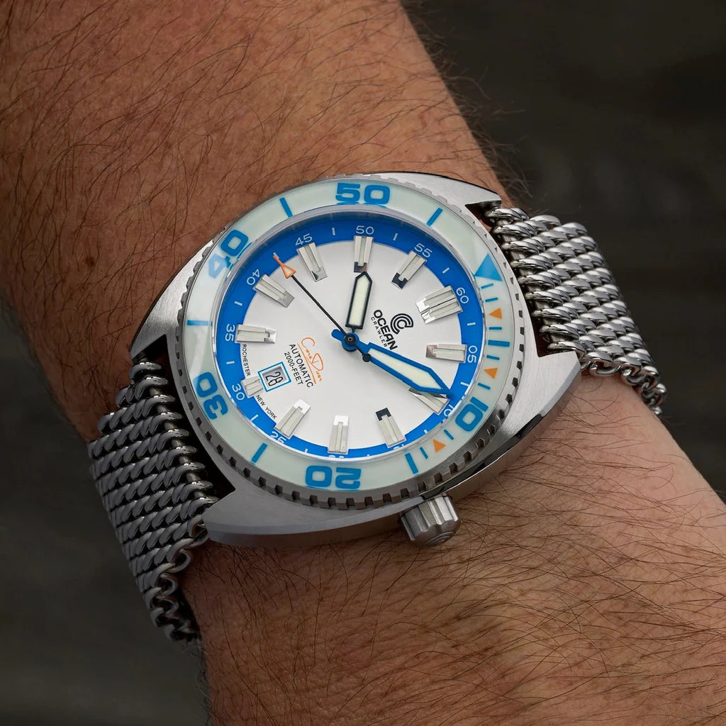 Ocean Crawler Core Diver - Spring Time 2024 - Full Lume Blue - 2 Straps Included!