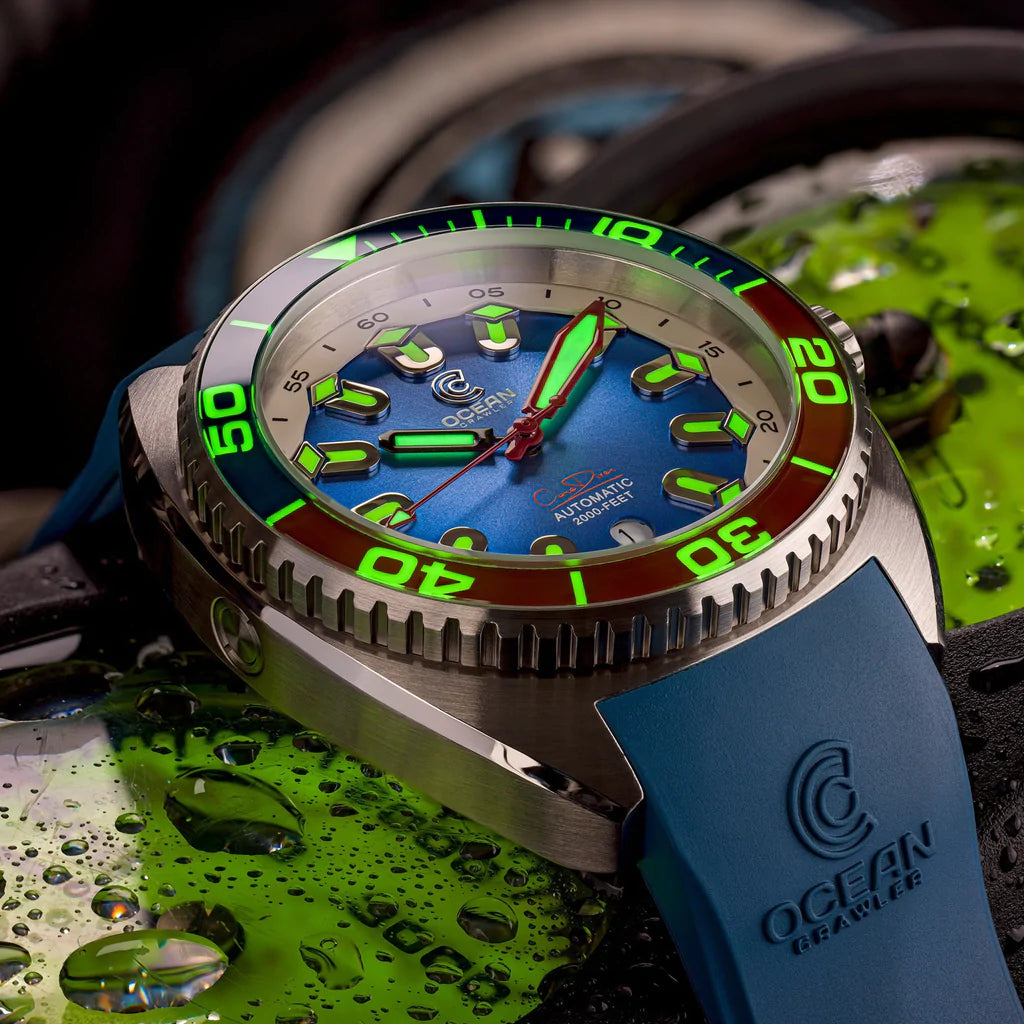 Ocean Crawler Core Diver Watch - Blue/Red Refractor
