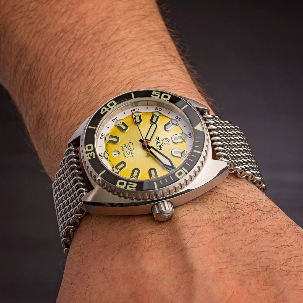 Ocean Crawler Core Diver Watch - Yellow Refractor - Summer Edition